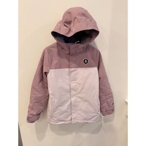 Volcom Girls Large 12/14 Snowboard Jacket Purple Pink Colorblock Hooded Winter